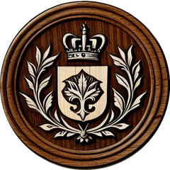 The Medici badge, a carved wooden medallion with a crowned shield.