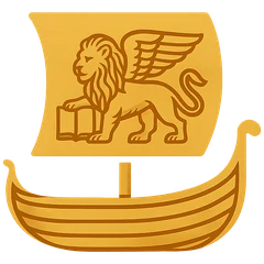 Traders of Venice emblem: a golden ship with a winged lion on its sail.